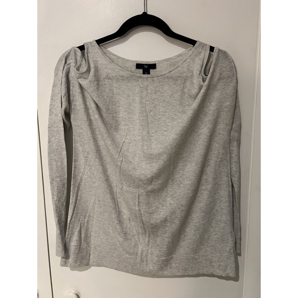 Gap Women's Size Small Cold Shoulder Light Gray Top Long Sleeves